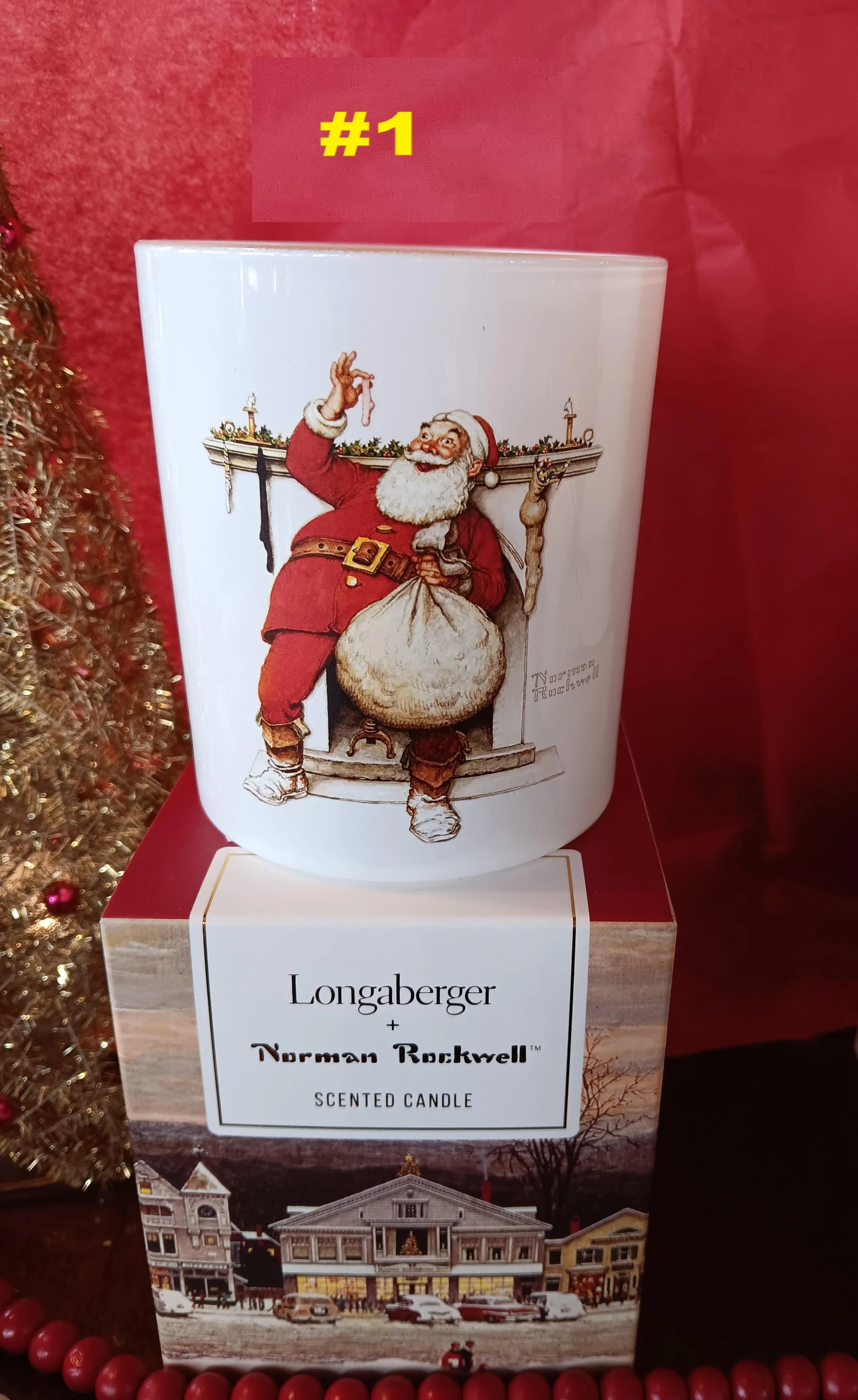 Lonaberger Christmas Candle, Norman Rockwell Santa Candle
